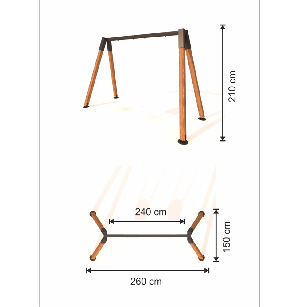 Ahşap Salıncak, Kuluçka Salıncak 260x150xh210cm