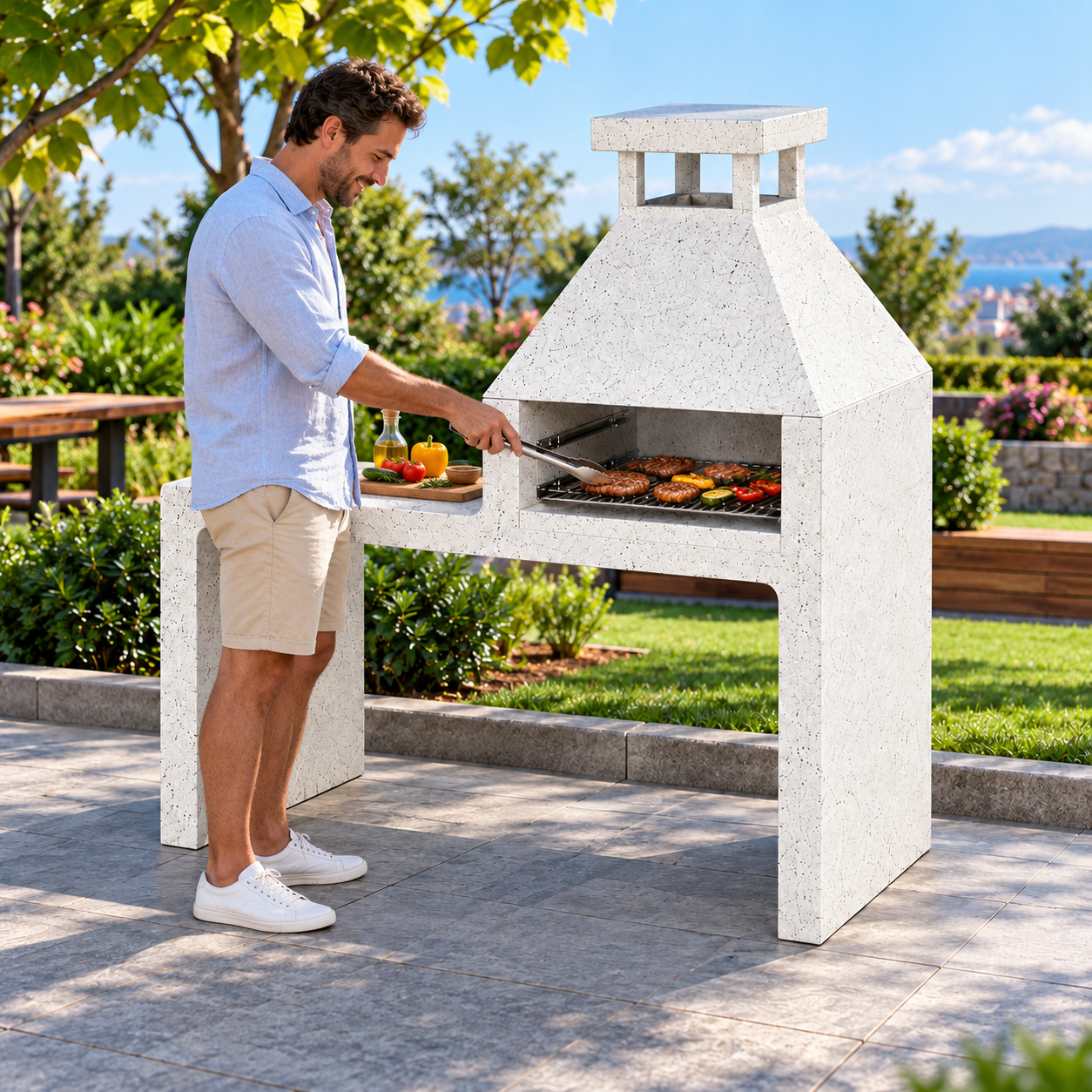 ARS-400 Tezgahlı ve Bacalı Beton Barbekü