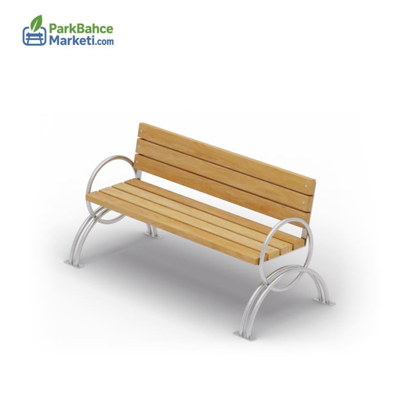 Artistik Metal Formlu İroko Park ve Bahçe Bankı 
