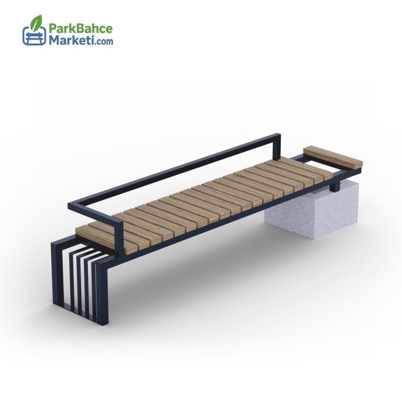 Asimetrik Sırtlı Beton ve Metal Kombinasyonlu Modern Bank
