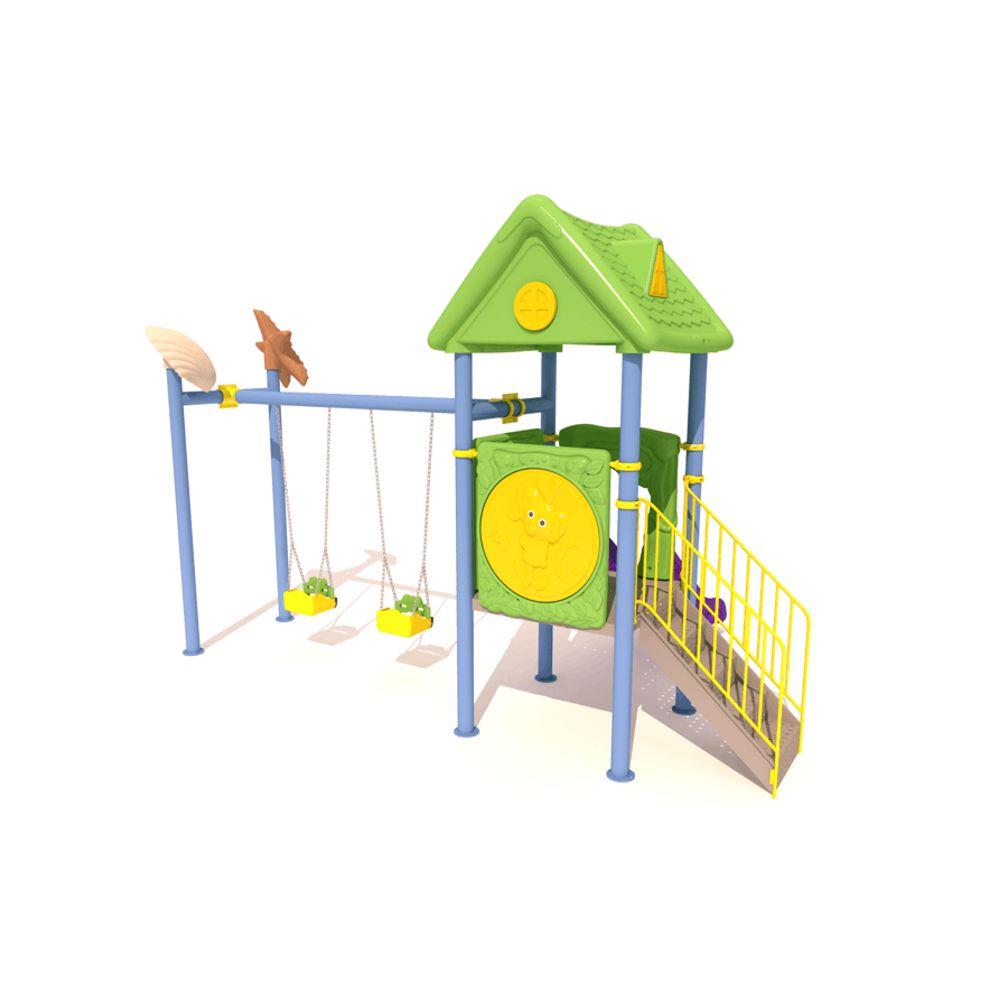 Bir Kaydıraklı 2 Salıncaklı - Deniz Yıldızı Figürlü Çocuk Oyun Parkı Modeli