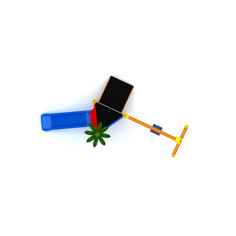 Bir Kuleli Bir Kaydıraklı, Tekli Salıncaklı, Palmiye Figürlü Çocuk Oyun Parkı