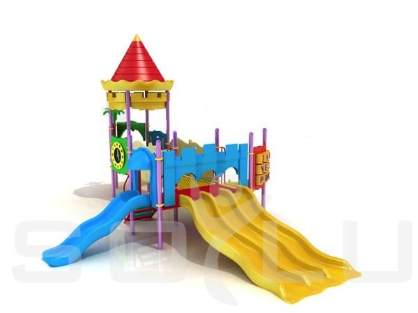 Çocuk Oyun Parkı 10x6m, 3 Kaydıraklı Model