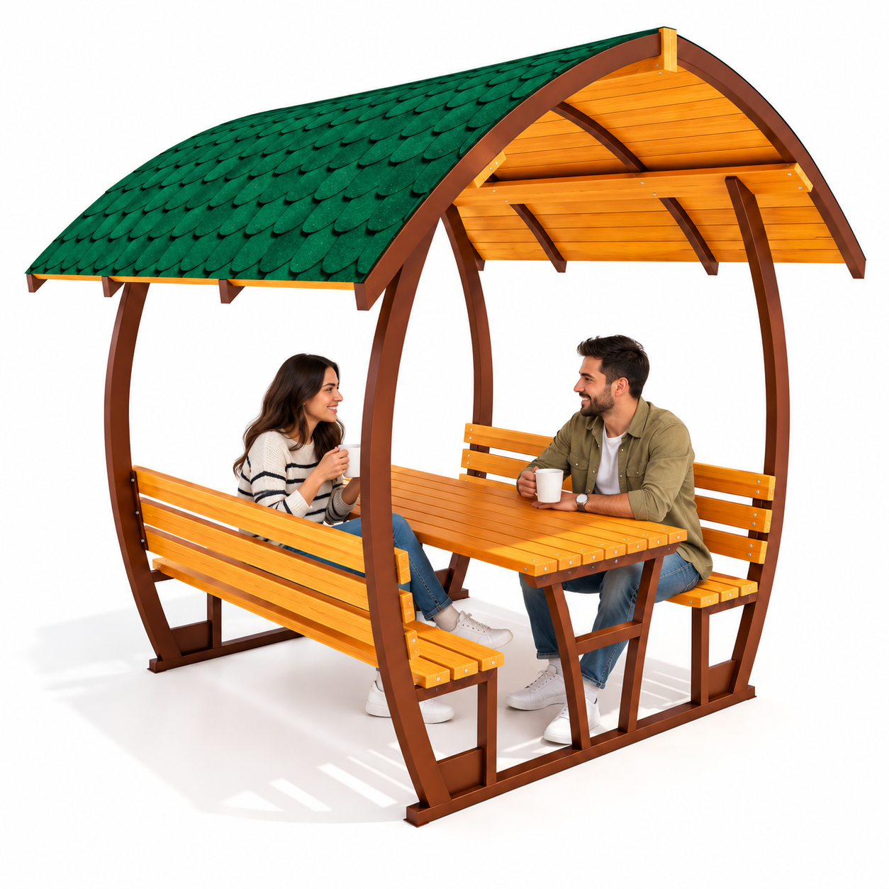 Bombe Roof Metal Picnic Table PTB13M, 8-Seater