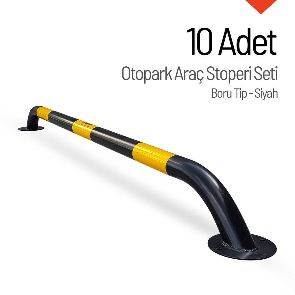 Tube-Type Car Stopper – 10-Piece Set (200x13x6 cm) – Heavy-Duty Metal Parking Barrier