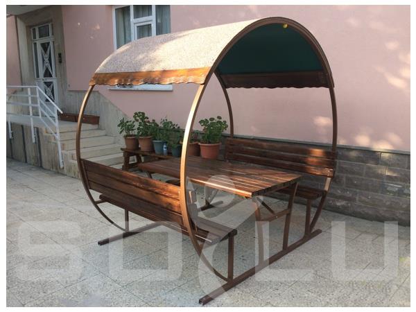 Bombe Roof Metal Picnic Table PTB20, 6-Seater