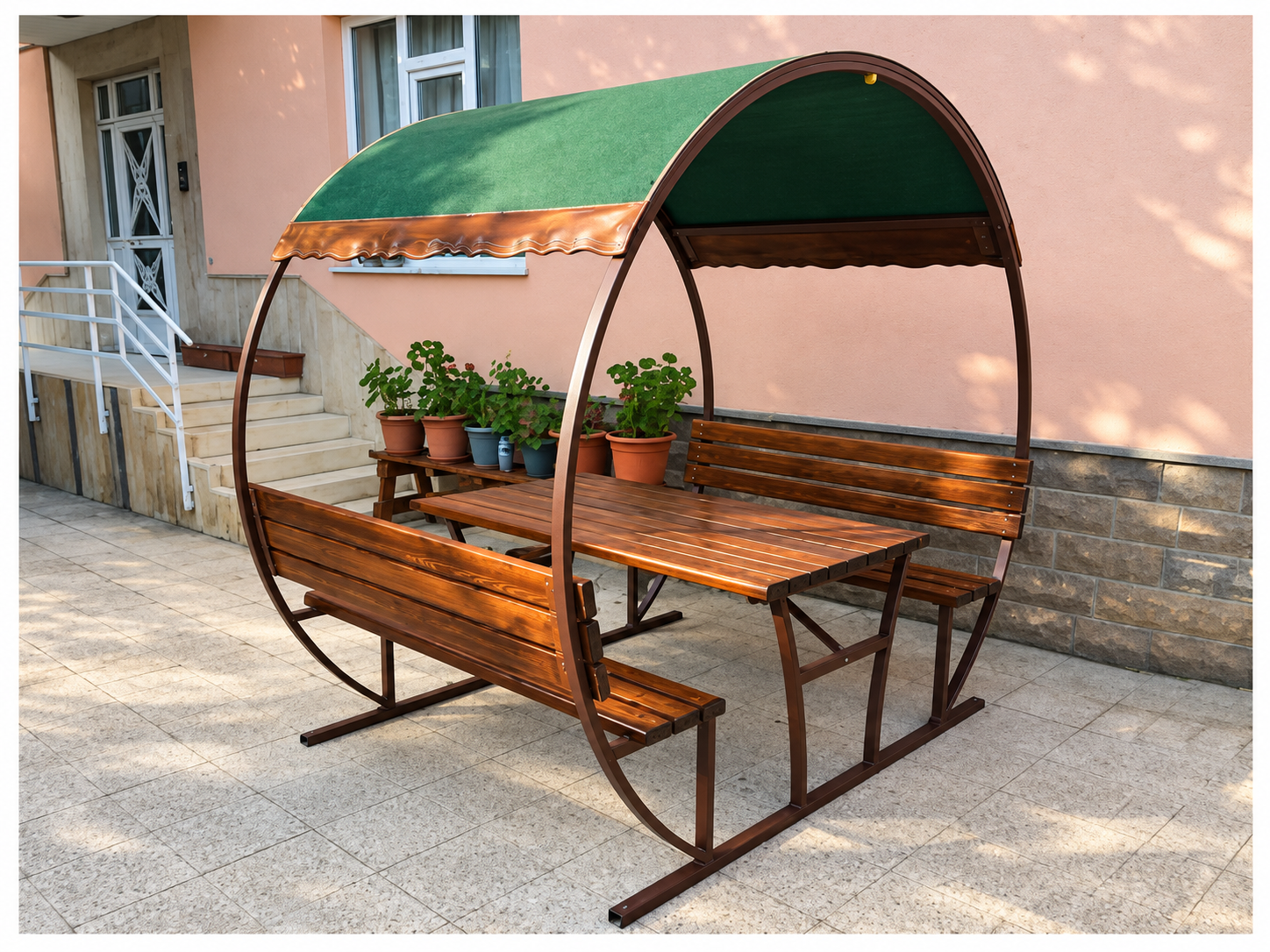 Bombe Roof Metal Picnic Table PTB20, 6-Seater