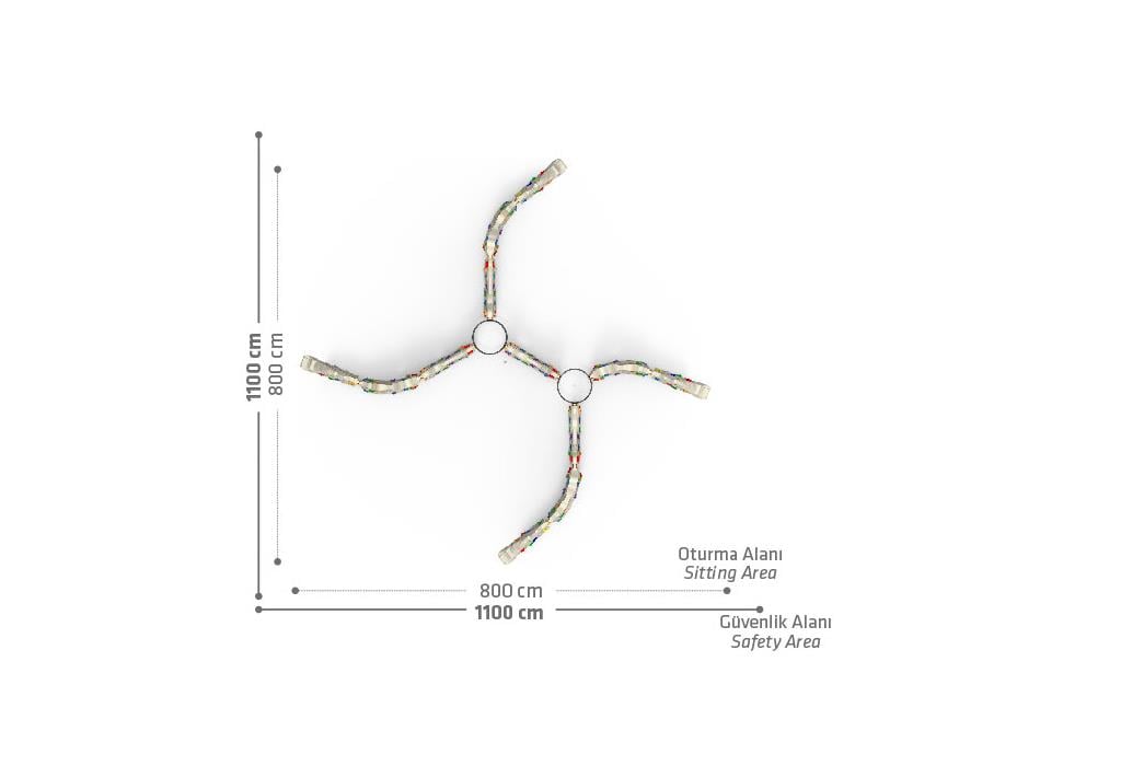  Kaya Tırmanma Duvarı 4 Kollu, Çocuk Oyun Elemanı 800x800 cm