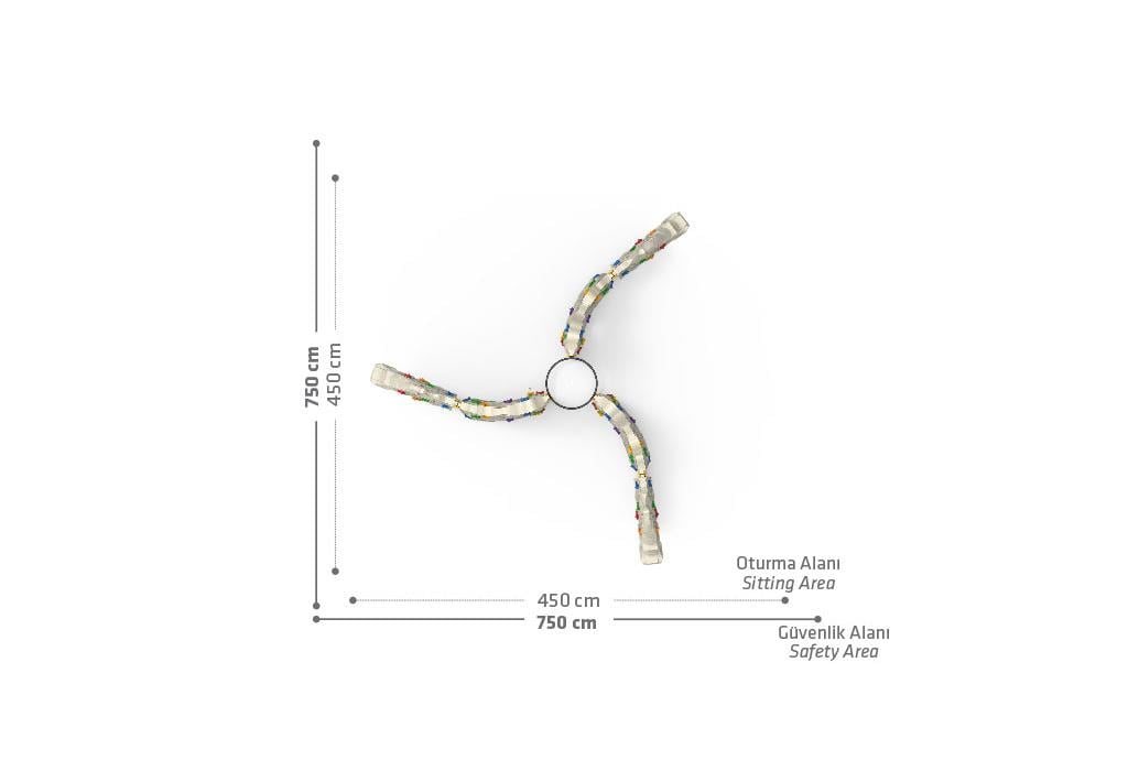 Kaya Tırmanma Duvarı 3 Kollu, Çocuk Oyun Elemanı 450x450cm