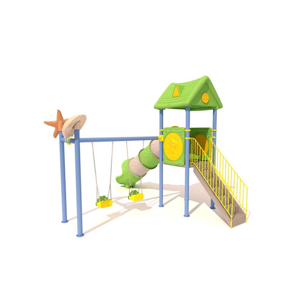 Çocuk Oyun Grubu Bir Kuleli - Tüp Kaydıraklı Ev Çatılı Model