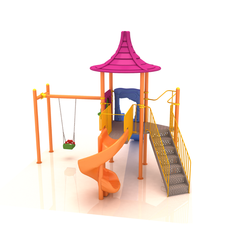 Çocuk Oyun Grubu İki Kaydıraklı, Konik Çatılı 5.8 m x 5.9 m