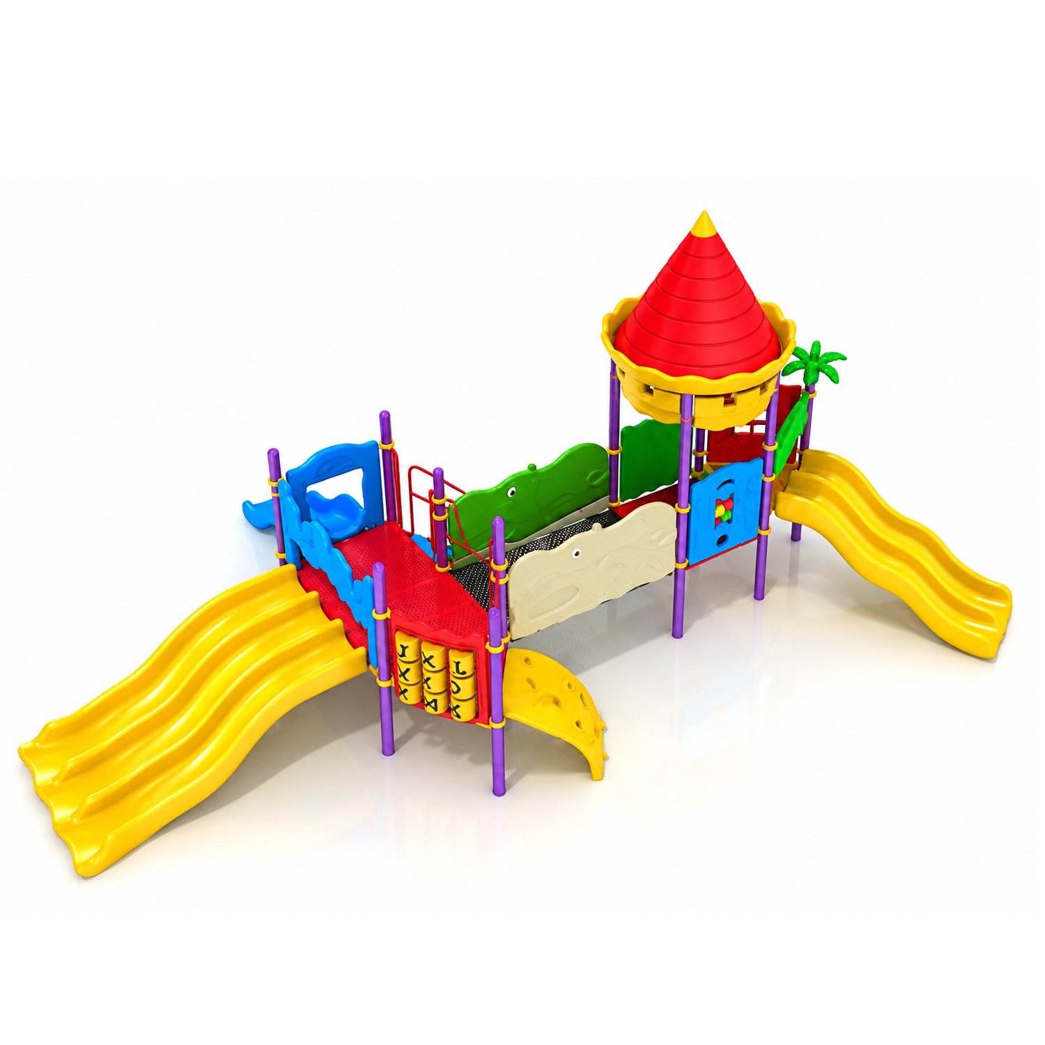 Childrens Playground Set with Three Slides – BOS-61 (10x6m)
