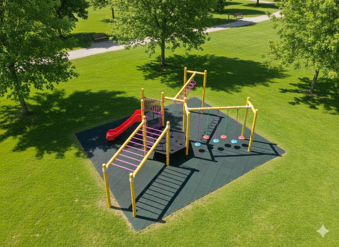 Çocuk Oyun Parkı 8x8m, Tırmanma ve Denge Aktiviteli Model