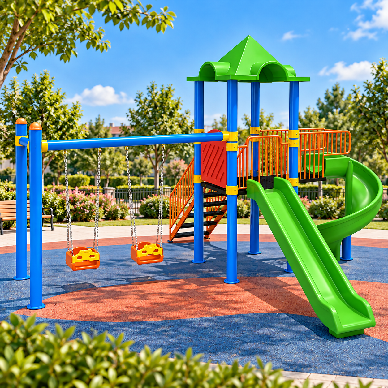 Çocuk Oyun Parkı Bir Kuleli, İki Kaydıraklı 5.5x4.5m