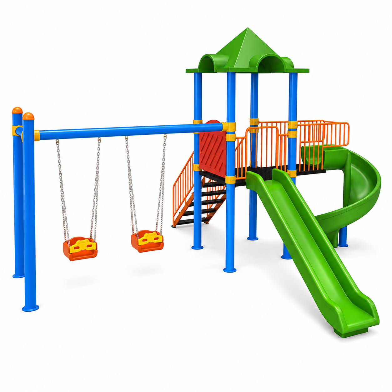 Çocuk Oyun Parkı Bir Kuleli, İki Kaydıraklı 5.5x4.5m