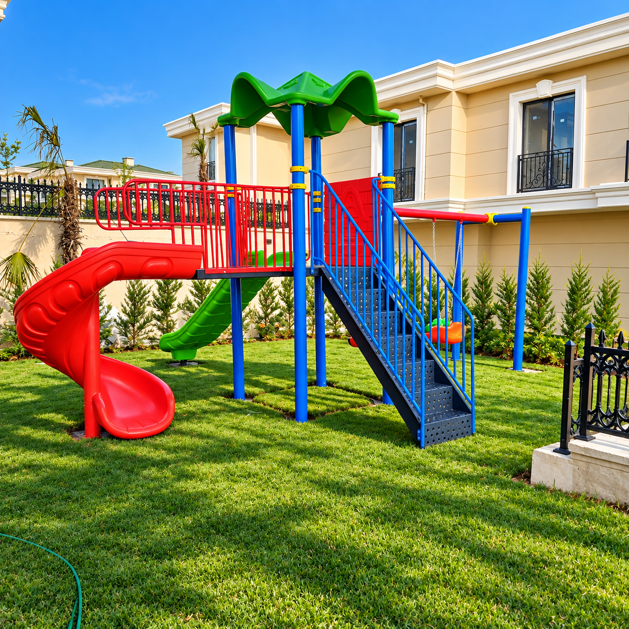 Çocuk Oyun Parkı Bir Kuleli, İki Kaydıraklı 5.5x4.5m