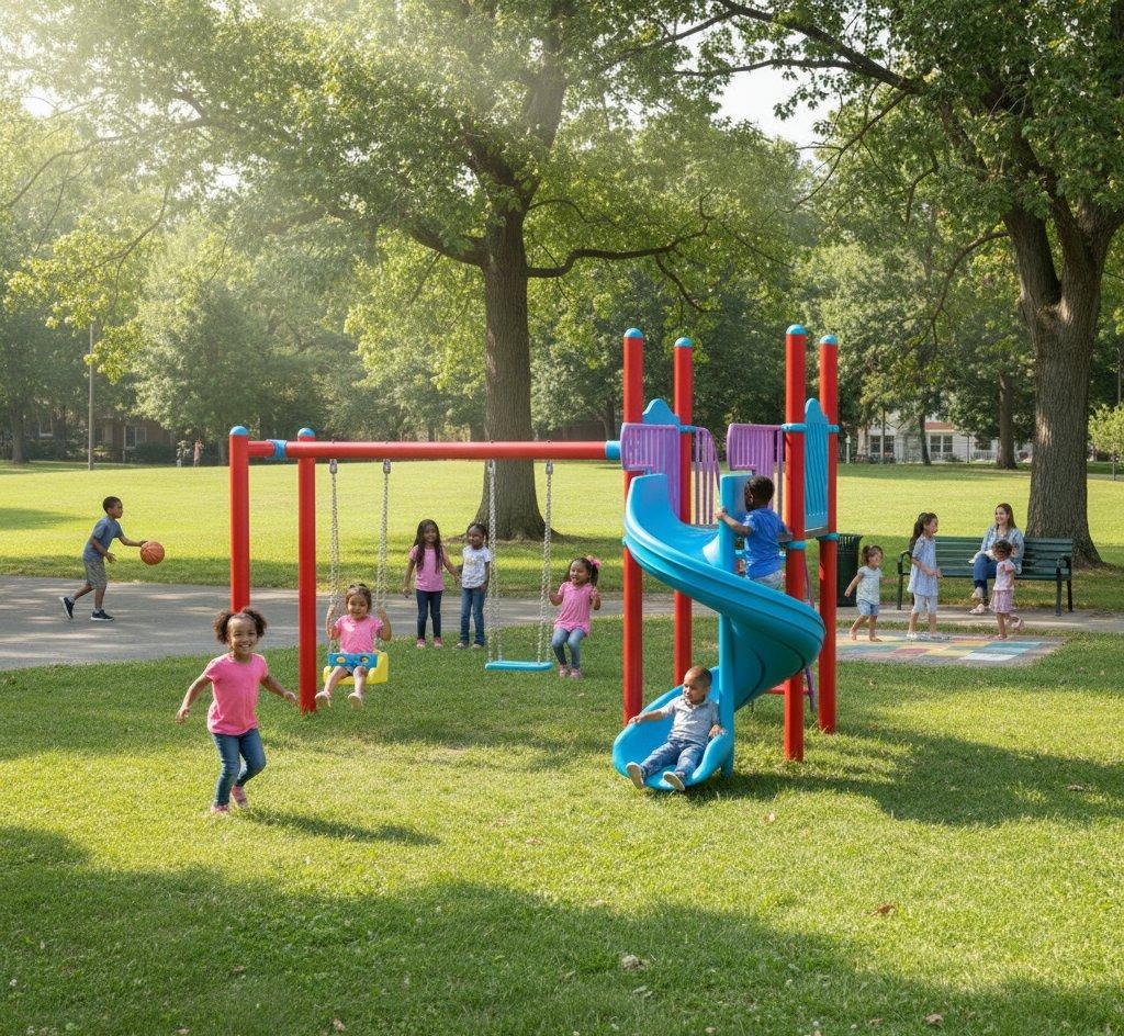 Çocuk Oyun Parkı BOS02S, Tek Kaydıraklı, Salıncak İlaveli