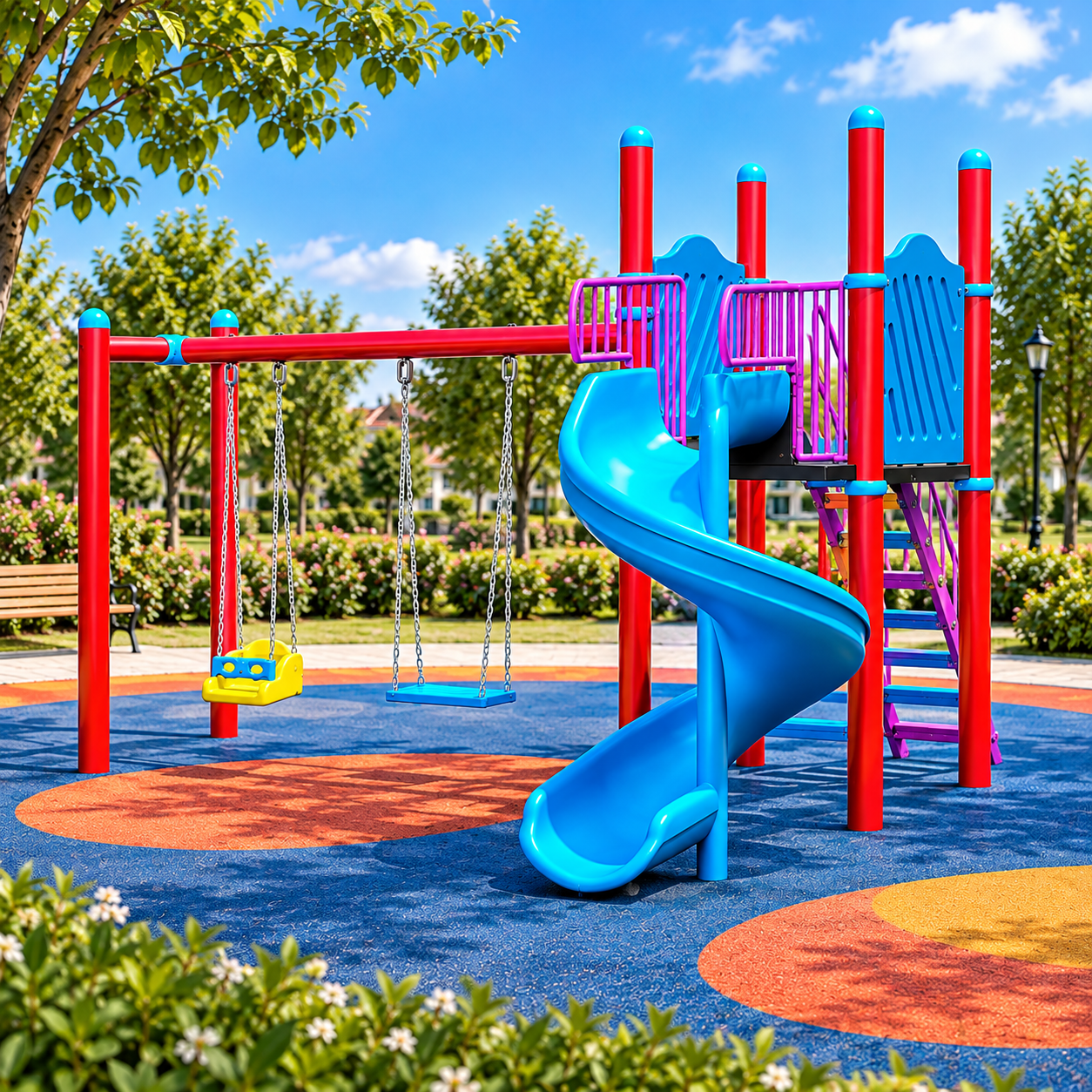 Çocuk Oyun Parkı BOS02S, Tek Kaydıraklı, Salıncak İlaveli