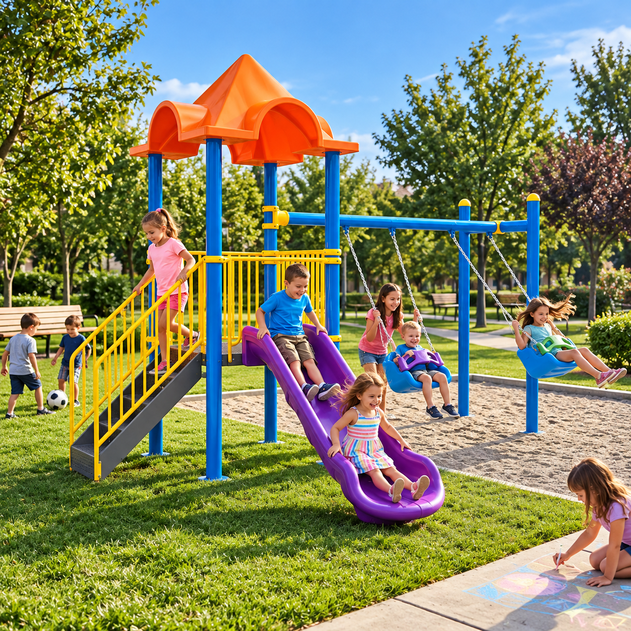 Çocuk Oyun Parkı BOS03, Bir Kuleli Bir Kaydıraklı 5.5x4.5m
