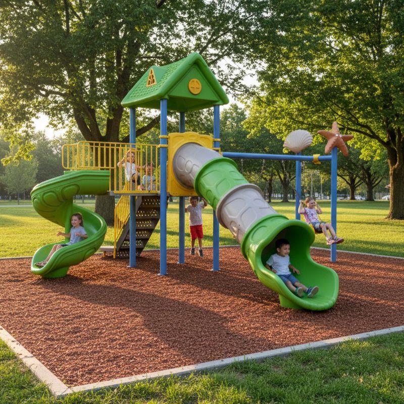 Childrens Playground with Roof – Sea Shell and Starfish Themed Outdoor Play Structure
