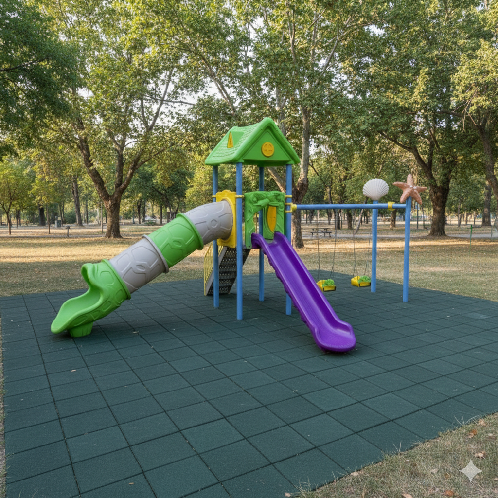 Çocuk Oyun Parkı Ev Temalı - Deniz Yıldızı Figürlü 2 Kaydıraklı Model