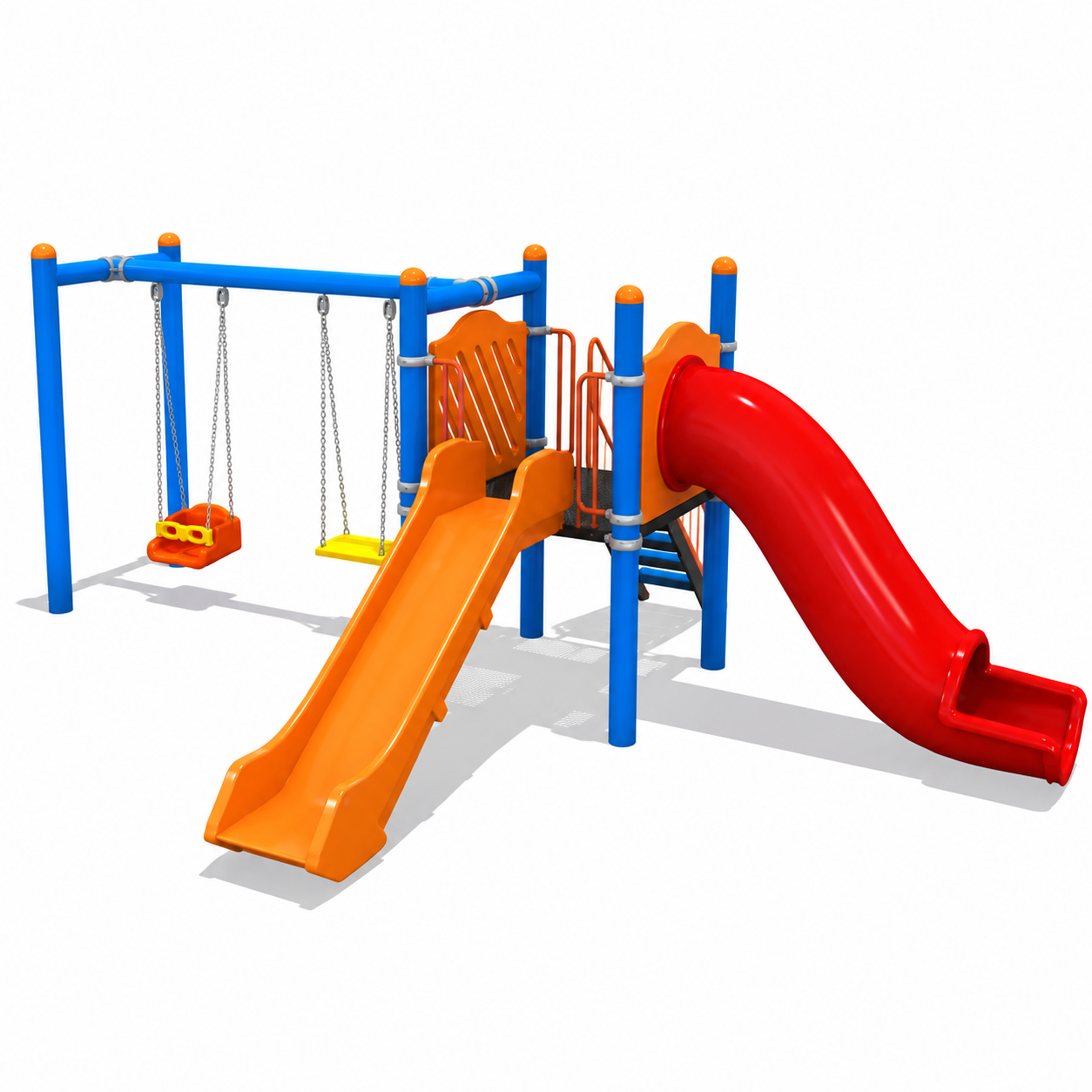 Çocuk Oyun Parkı İki Kaydıraklı, Salıncak İlaveli 6.5x4.5m