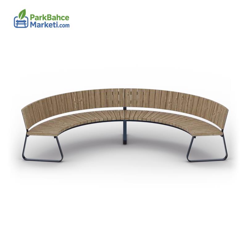Circular Design Wooden Bench with Backrest