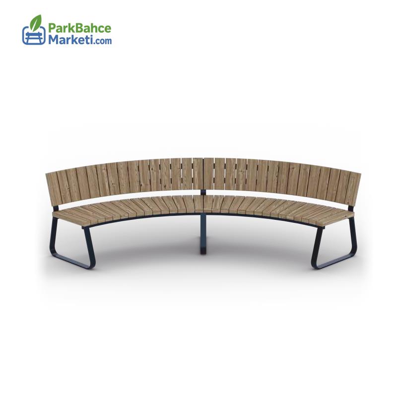 Circular Design Wooden Bench with Backrest