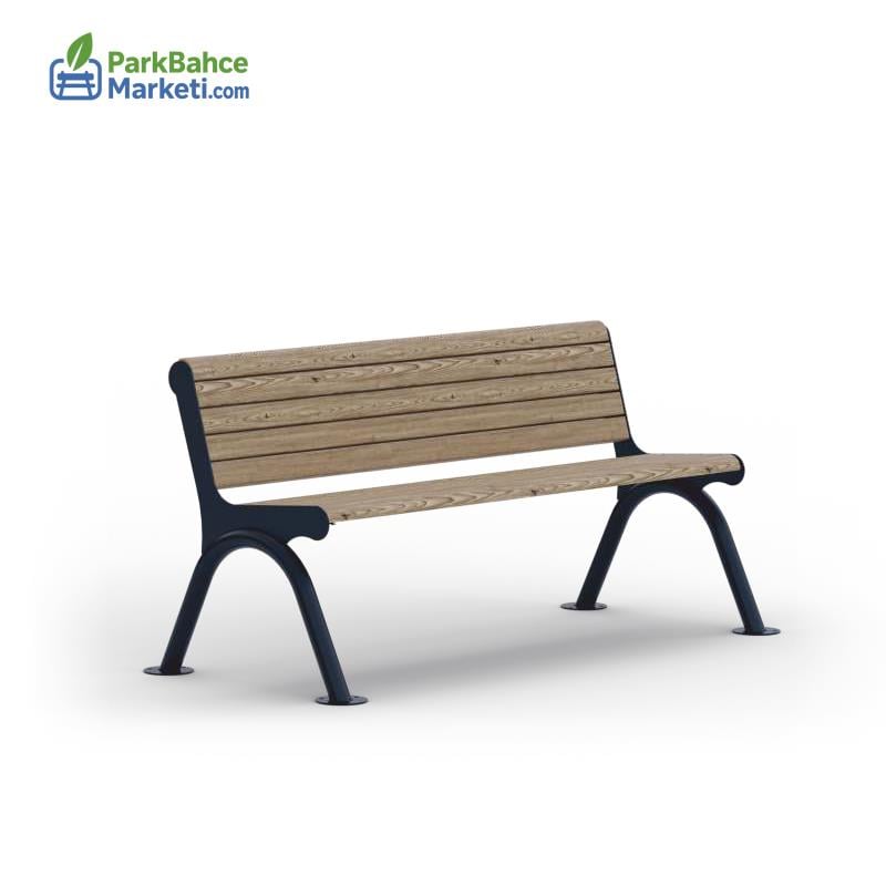 Dinamik Formlu Metal İskeletli Ahşap Bank