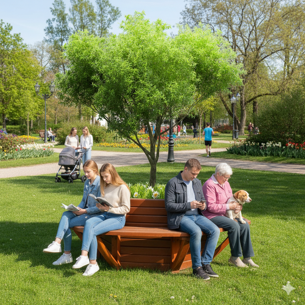 Dış Mekan Ahşap Bank ve Çiçeklik