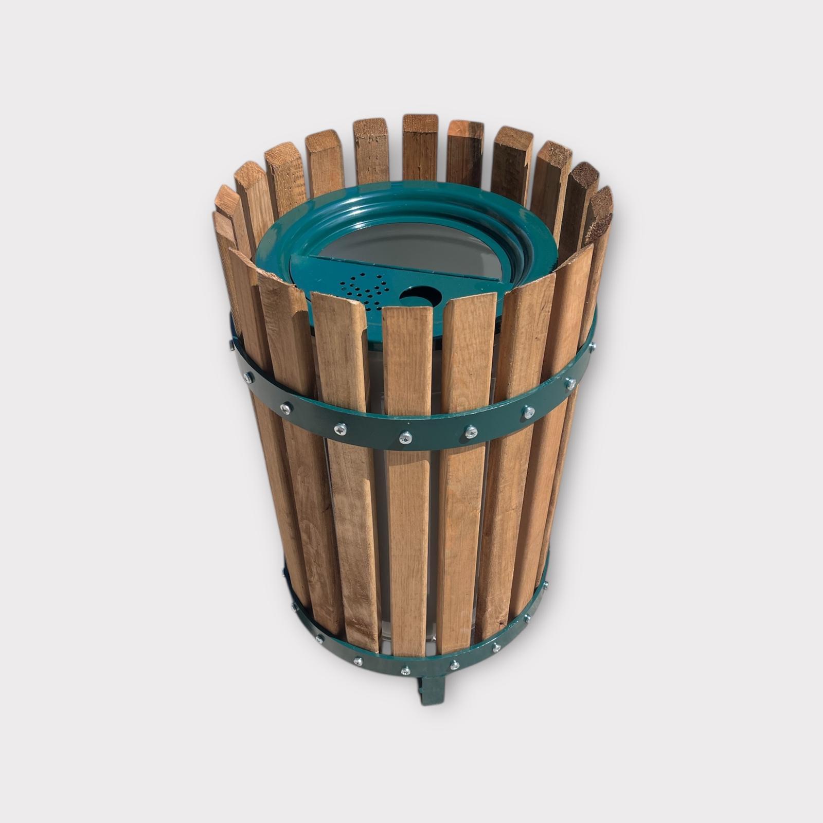 Dış Mekan Ahşap Çöp Kovası SGC11N, Yeşil