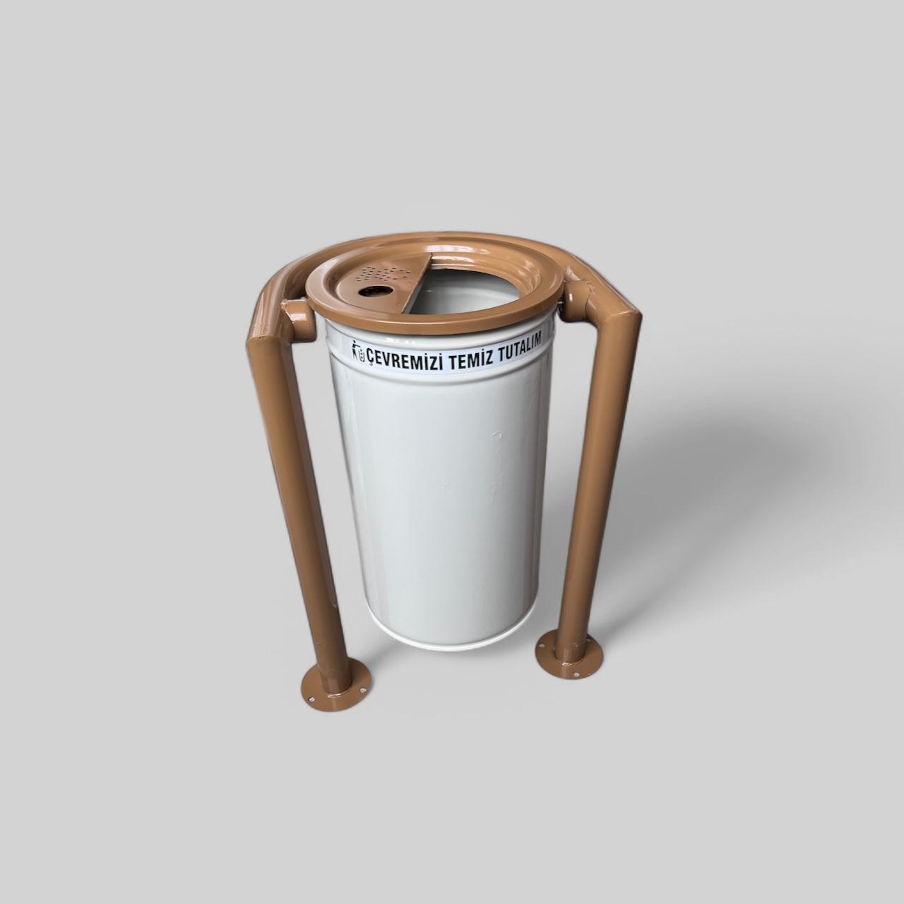 Dış Mekan Bahçe Çöp Kovası 30l Krem-Kahve