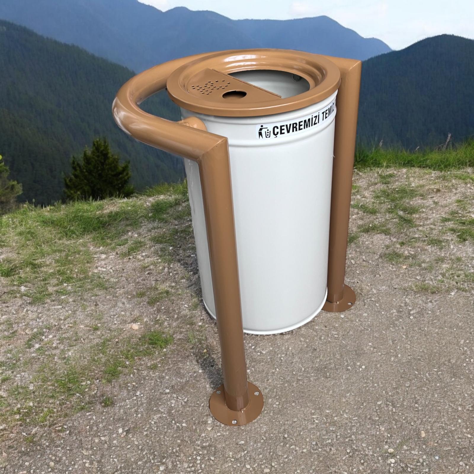 Dış Mekan Bahçe Çöp Kovası 30l Krem-Kahve