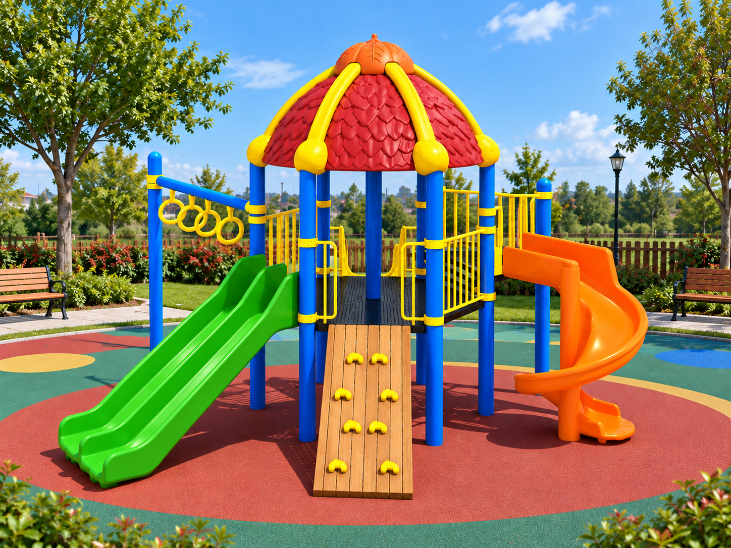Outdoor Playground Set with Hexagonal Roof – BOS-24 (6x5m)