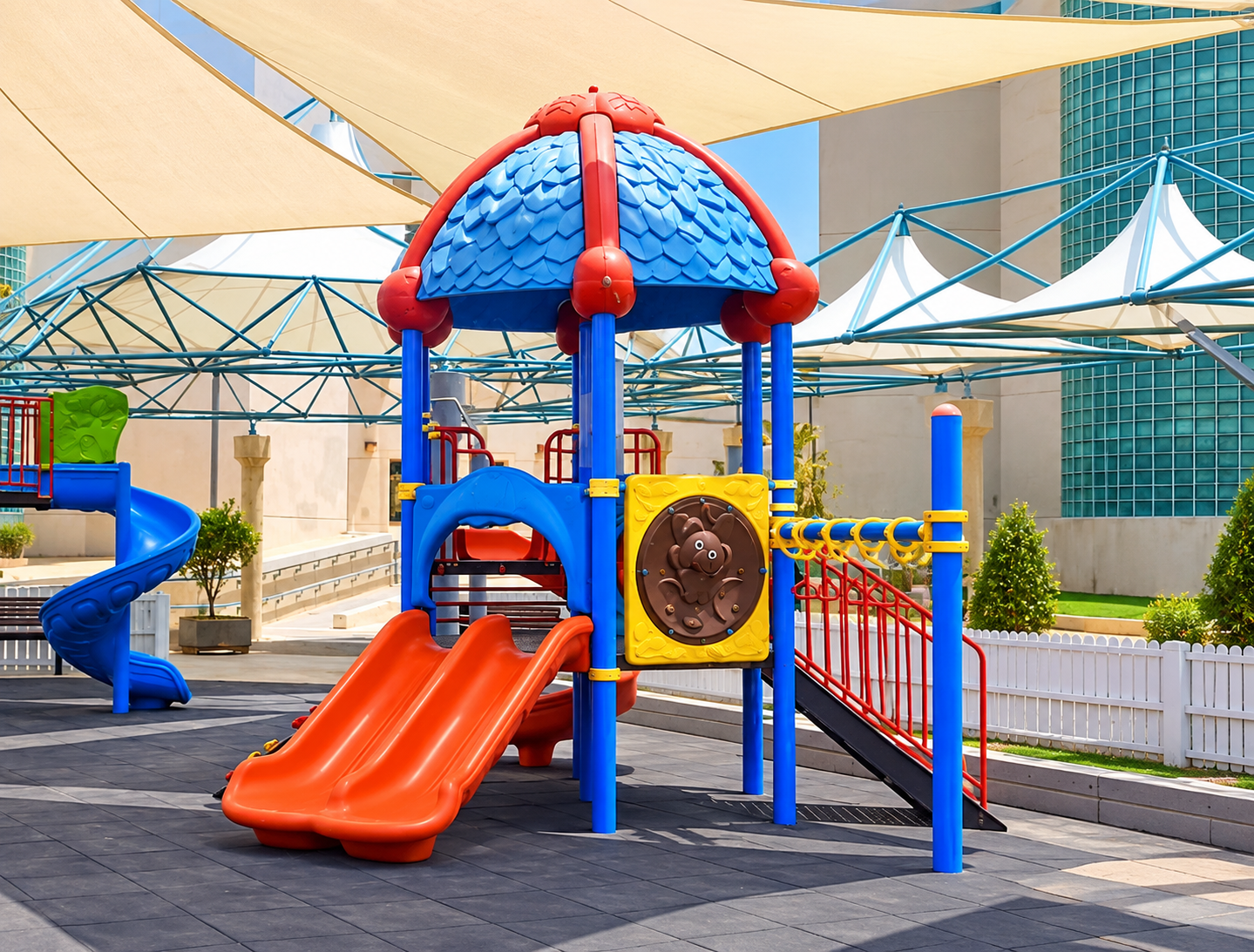 Outdoor Playground Set with Hexagonal Roof – BOS-24 (6x5m)
