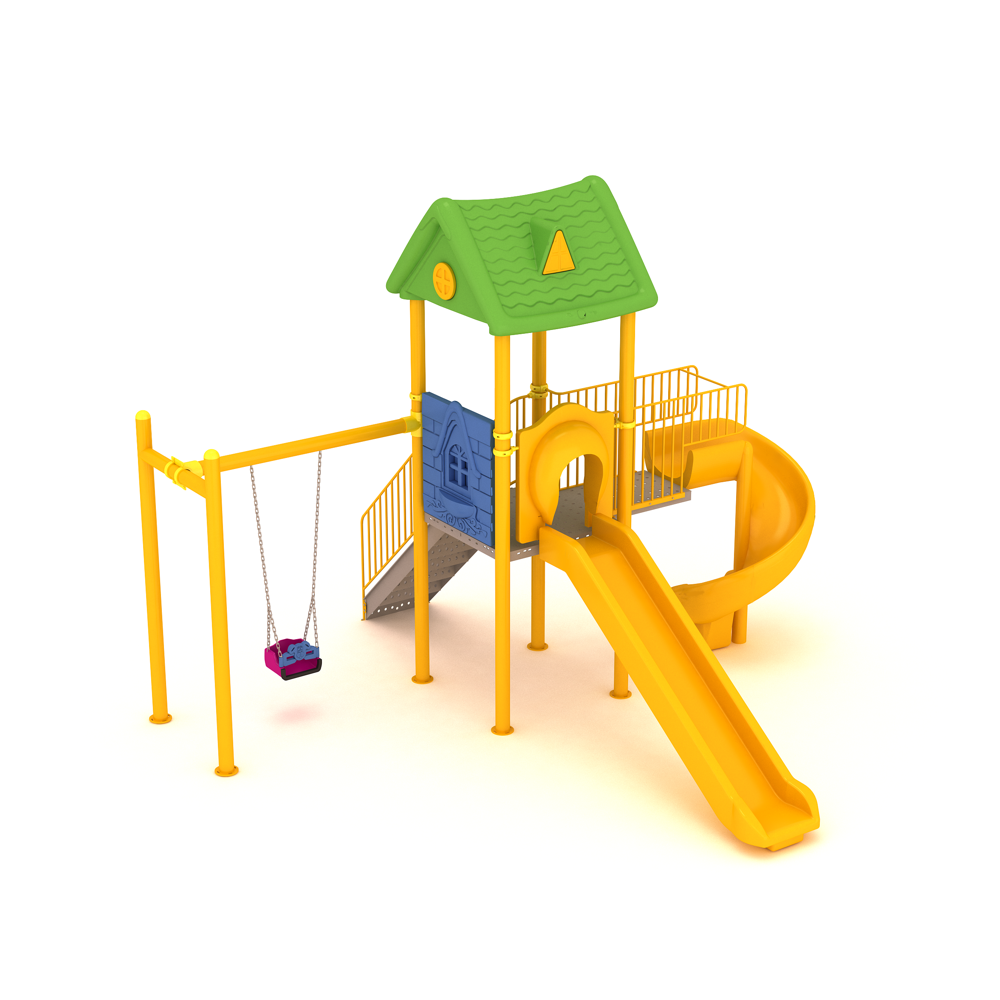 Dış Mekan Çocuk Oyun Parkı 6.5x5.5m, Ev Çatılı Model