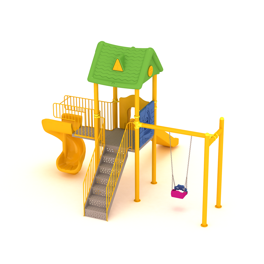 Dış Mekan Çocuk Oyun Parkı 6.5x5.5m, Ev Çatılı Model