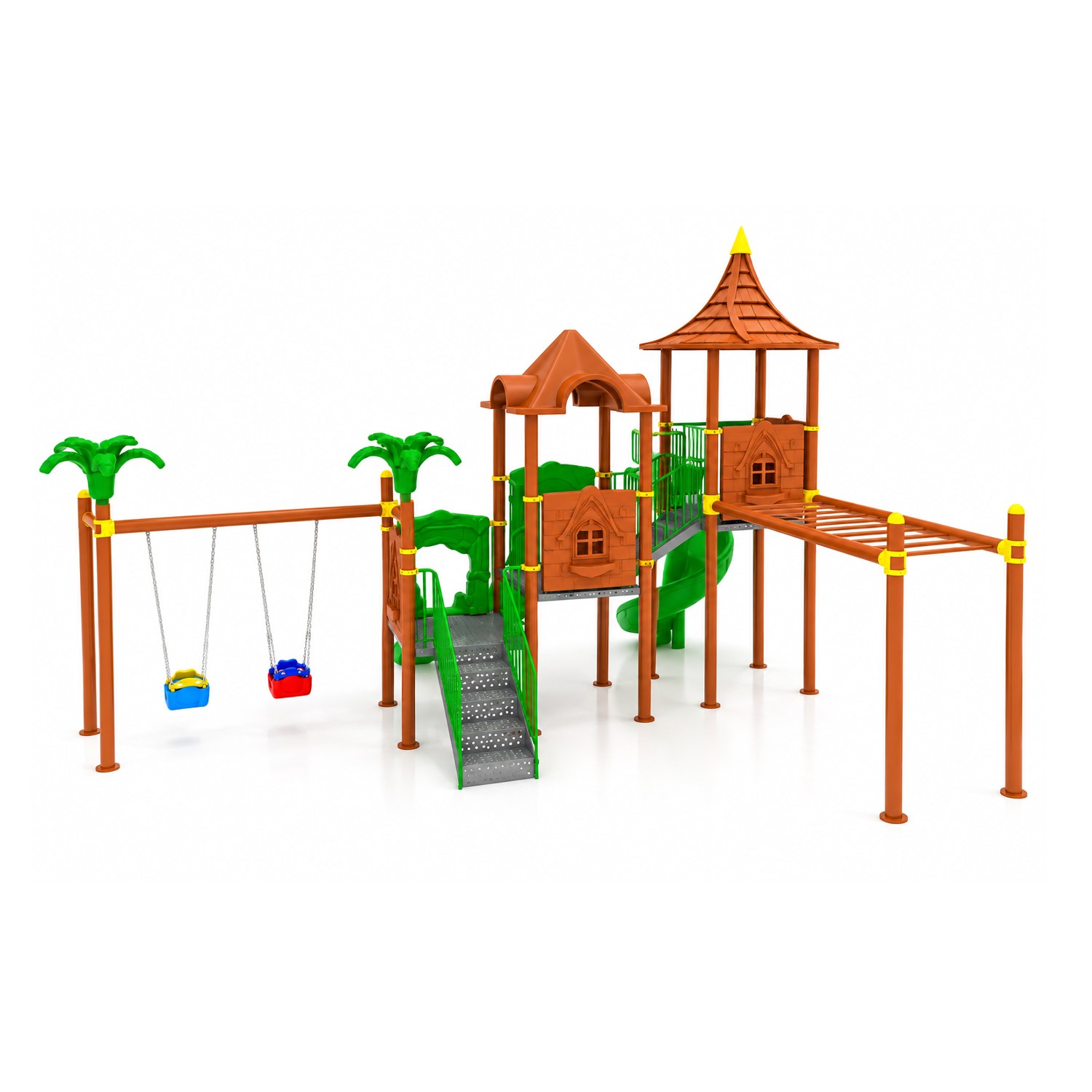 Outdoor Playground Set with Three Slides – BOS-77K (7.45x6m)