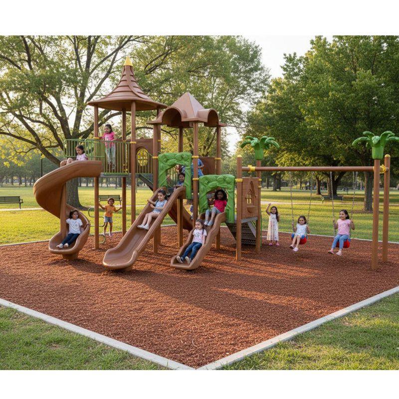 Dış Mekan Çocuk Oyun Parkı BOS-77K, Üç Kaydıraklı Model