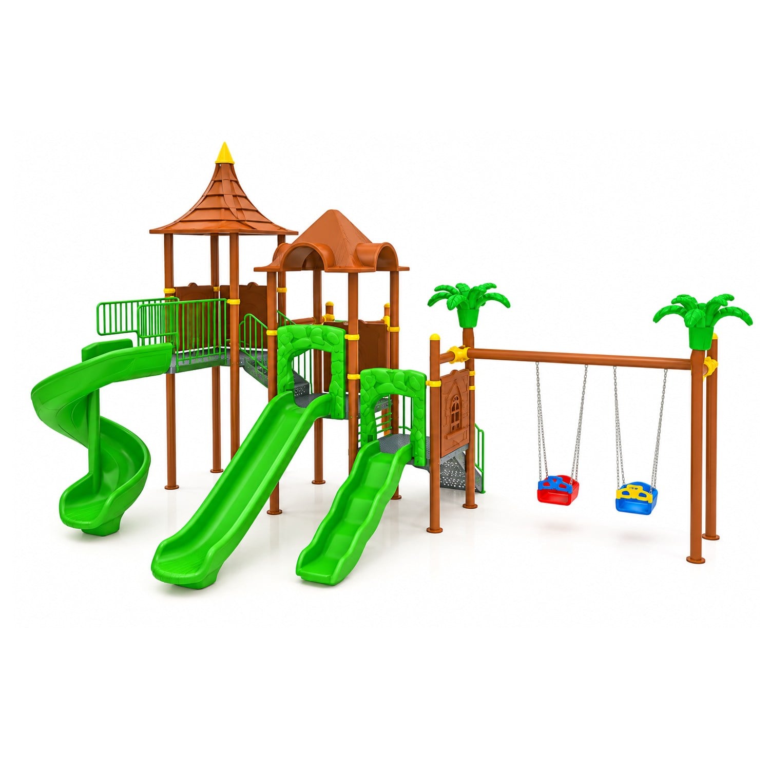 Outdoor Playground Set with Three Slides – BOS-77K (7.45x6m)