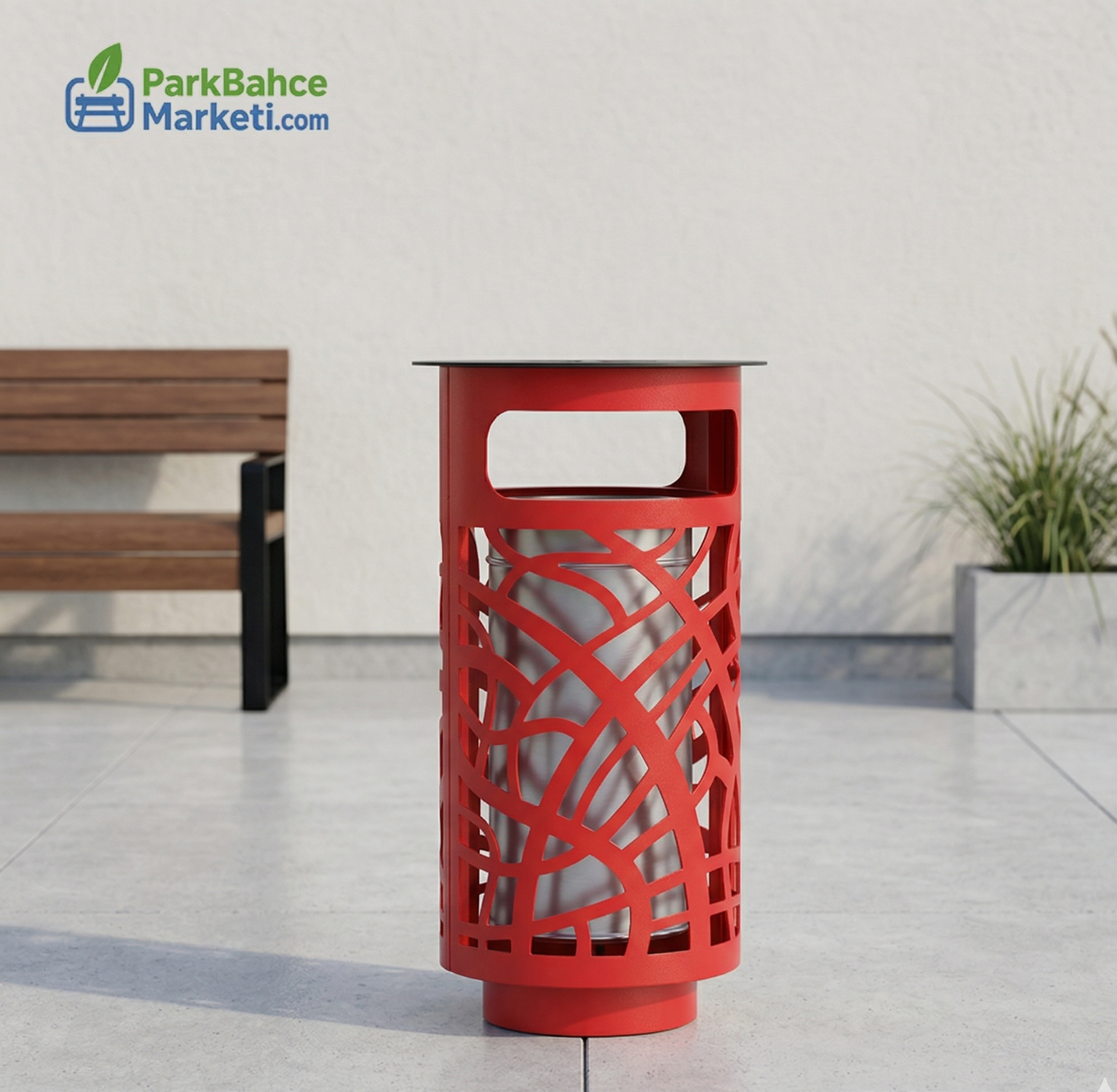 Outdoor / Indoor Laser Cut Waste Bin - Red