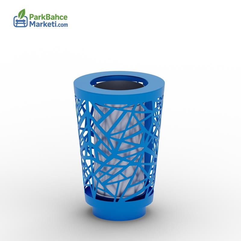 Outdoor / Indoor Laser Cut Metal Waste Bin - Blue