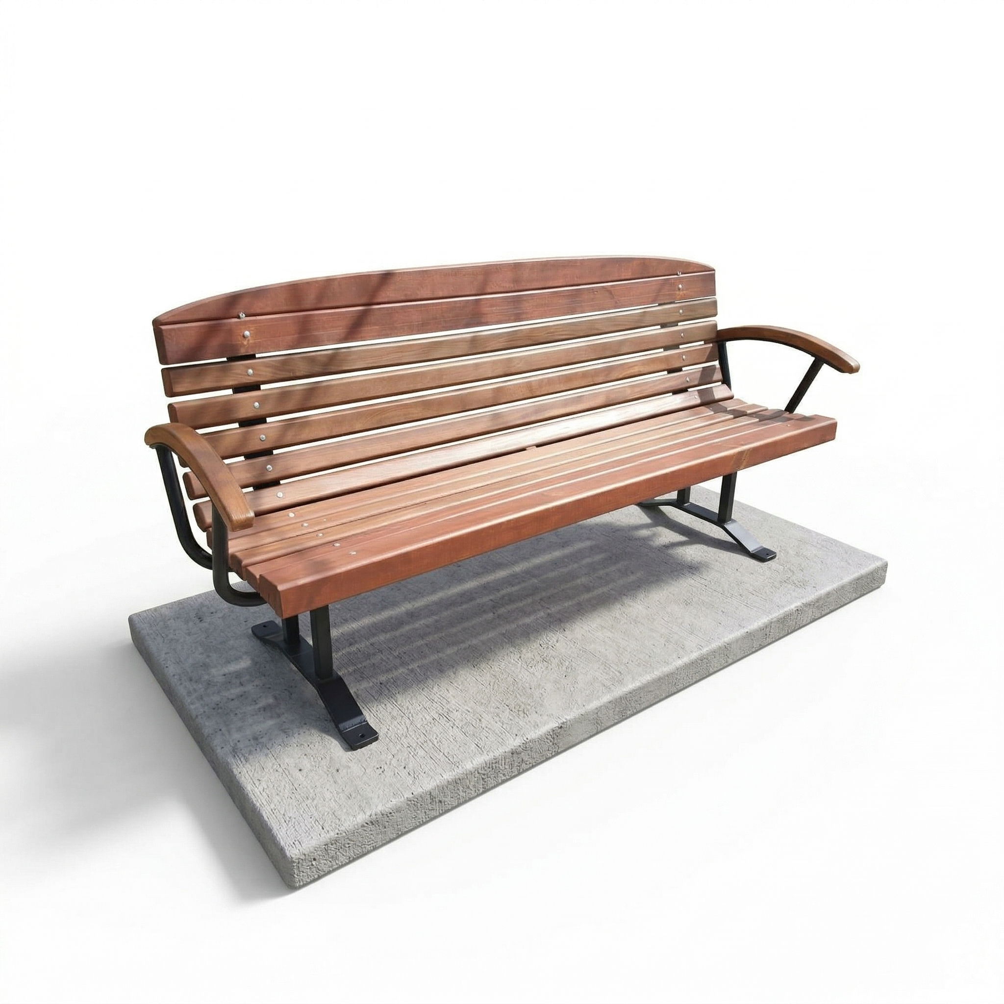 Outdoor Wooden Park Bench with Armrests – 190 cm 