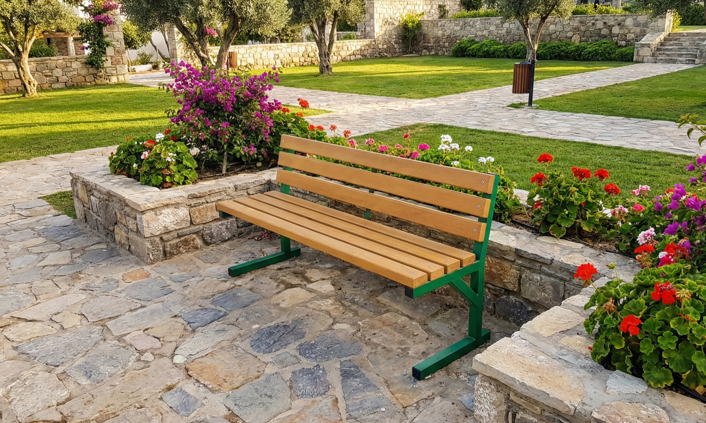 Dış Mekan Park Bankı, 145cm Profil Ayaklı Model