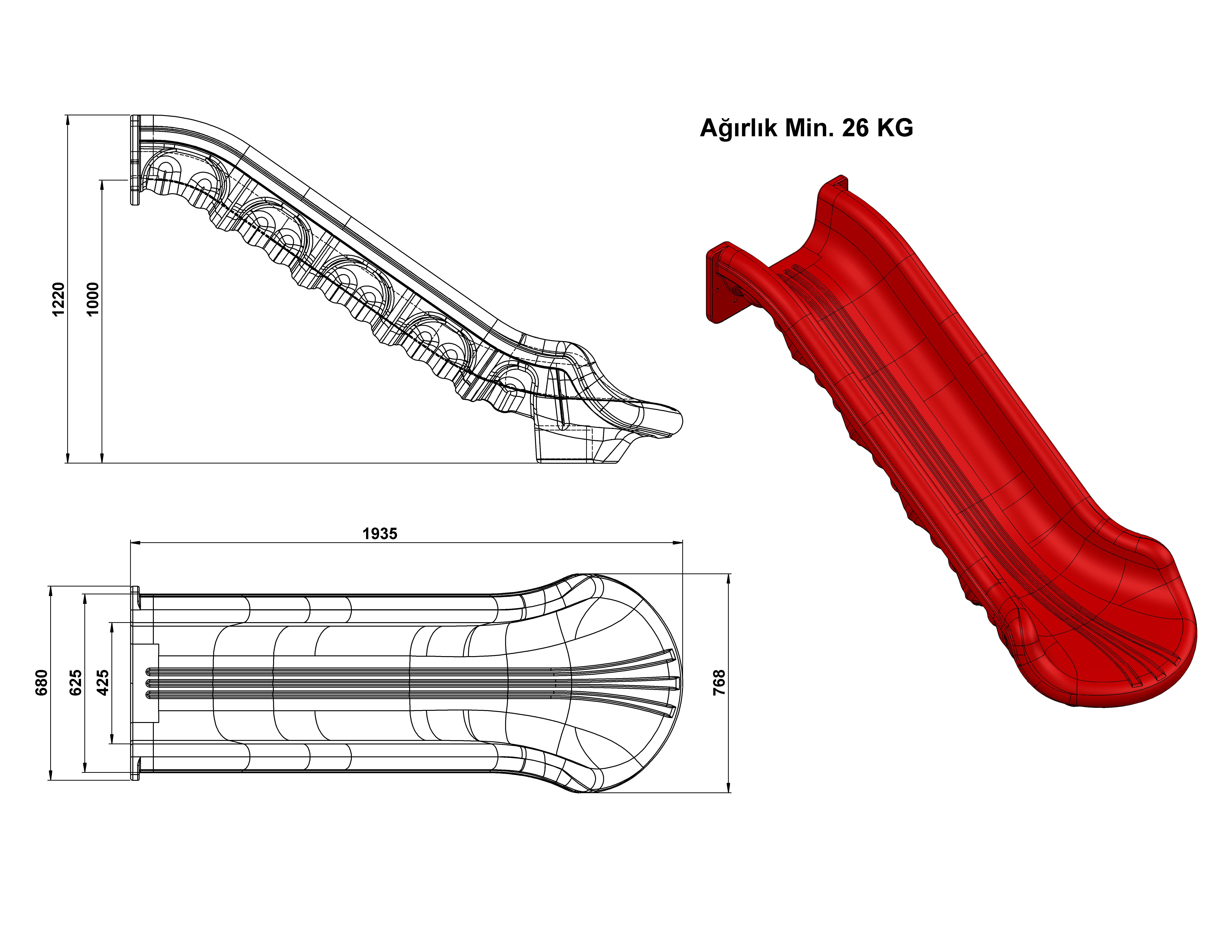 Straight Slide h100 – Durable Polyethylene Playground Slide