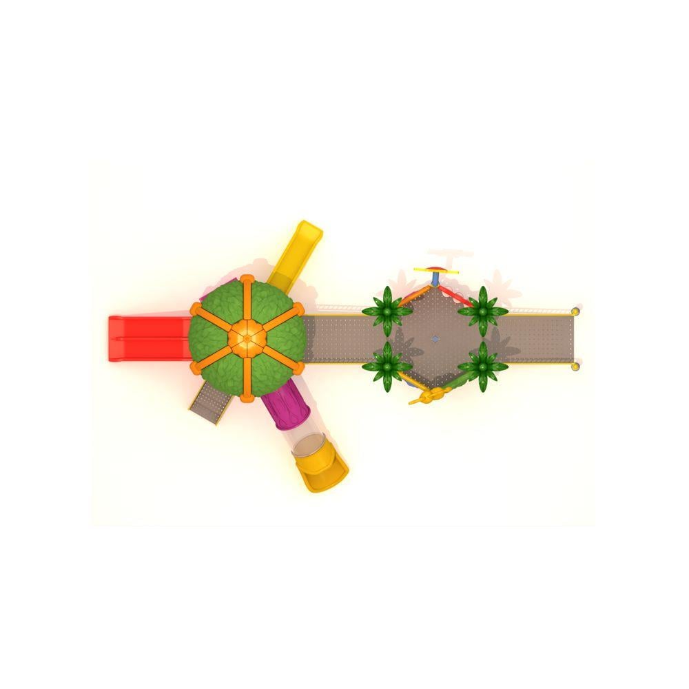 Inclusive Outdoor Playground with Leaf-Shaped Roof – 9.5 x 6 m