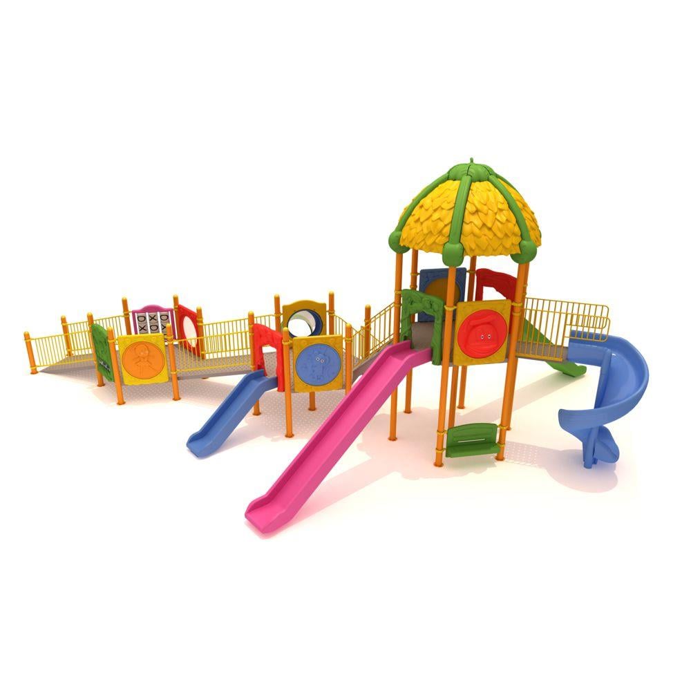 Inclusive Outdoor Playground with Three Towers and Five Slides – 13 x 8 m