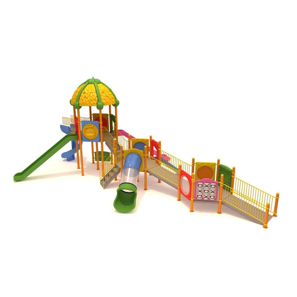 Inclusive Outdoor Playground with Three Towers and Five Slides – 13 x 8 m