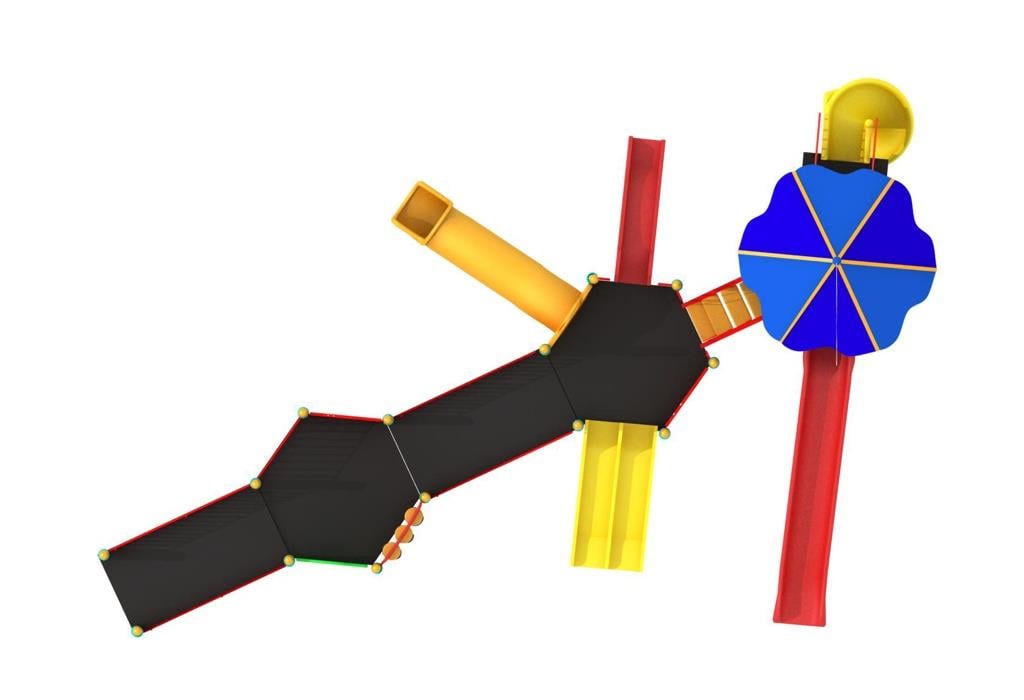 Engelli Çocuk Oyun Parkı 11x7m, Beş Kaydıraklı Model