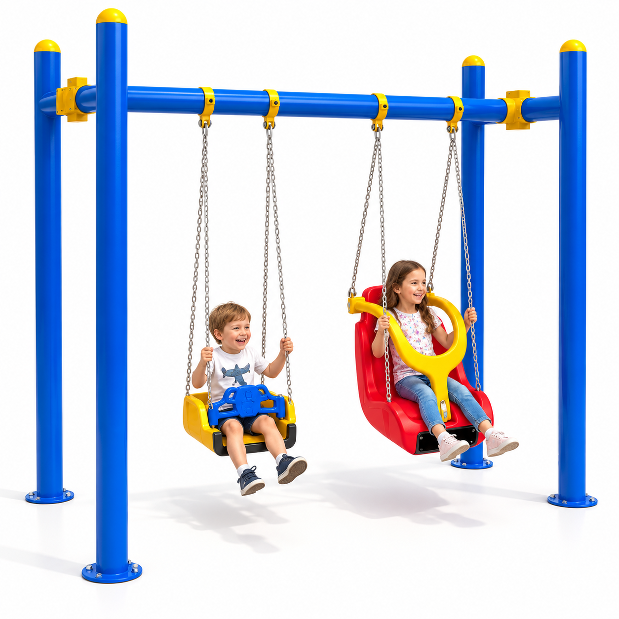 Inclusive Swing Set with Accessible and Standard Seats 